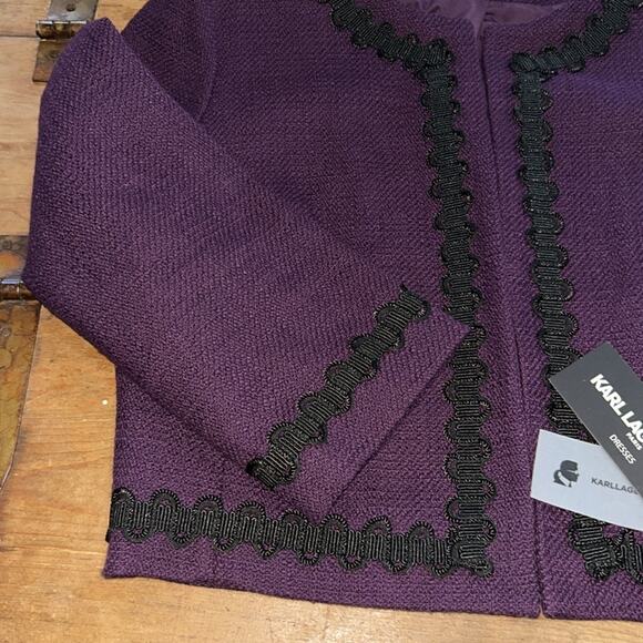 Karl Lagerfeld Deep Purple Jacket with Black Accents - Picture 2 of 7